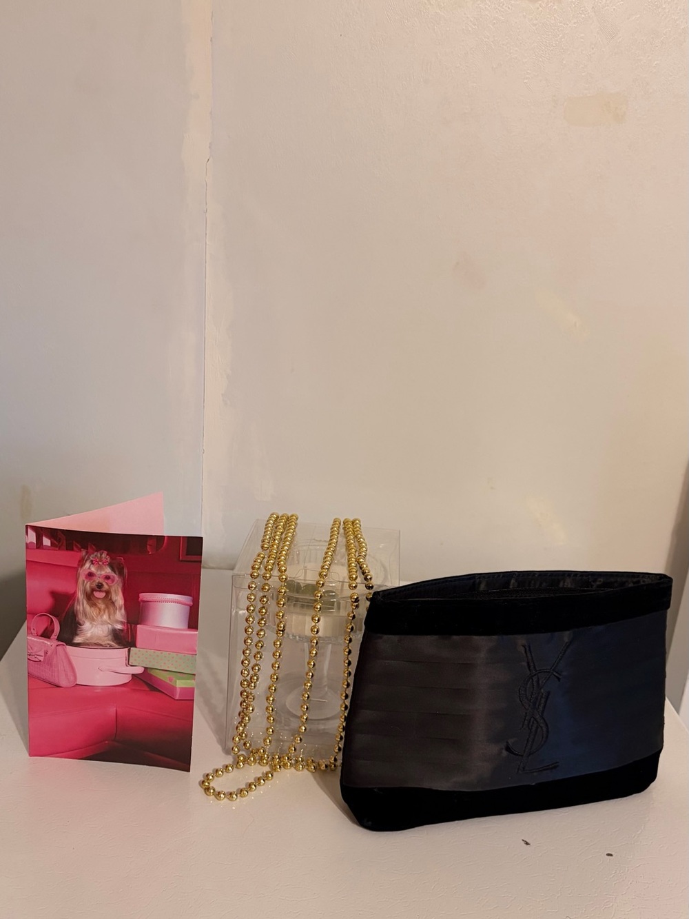Saint Laurent Black Satin  parfums evening clutch velvet